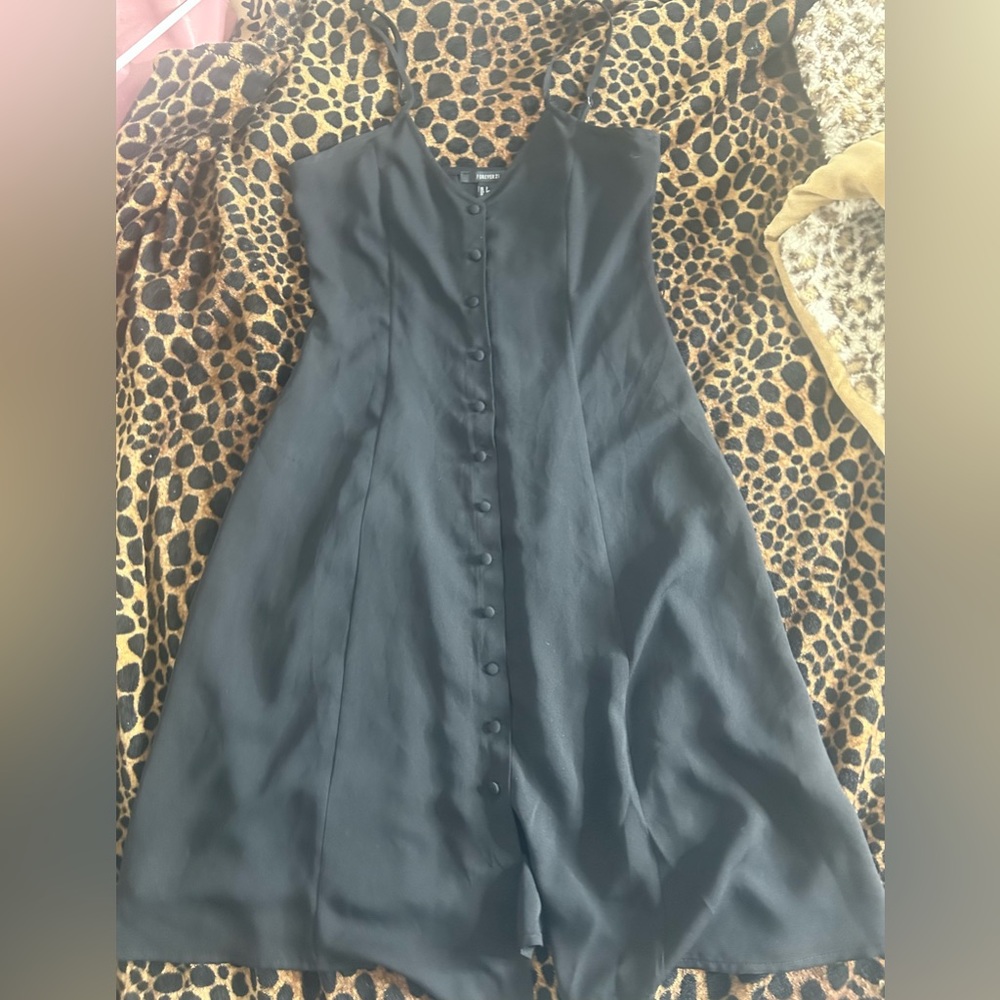 Forever 21 black button summer dress size s